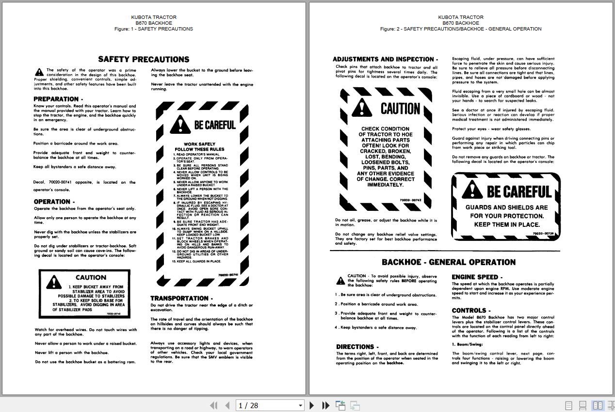 Kubota Backhoe B670 Workshop Manual 1