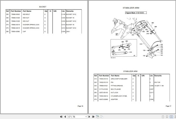 Kubota Backhoe BH65 Parts Manual 2