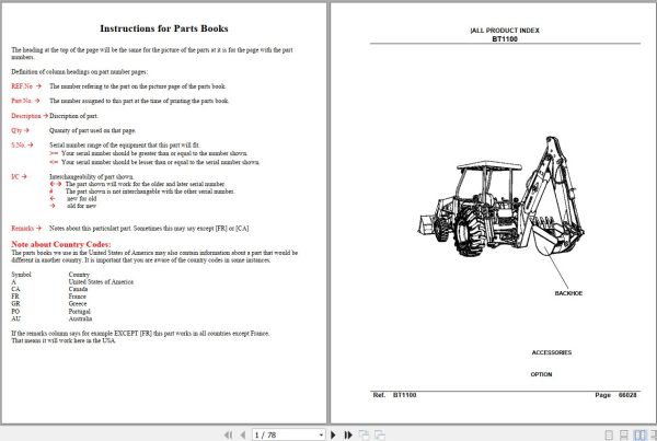 Kubota Backhoe BT1100 Parts Manual 1