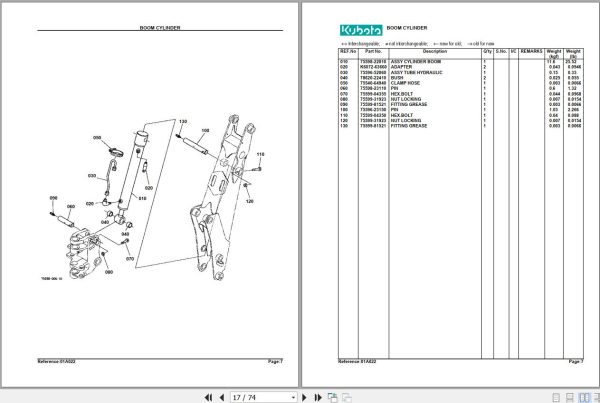 Kubota Backhoe BT600 Parts Manual 2