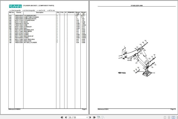Kubota Backhoe BT650AR Parts Manual 2