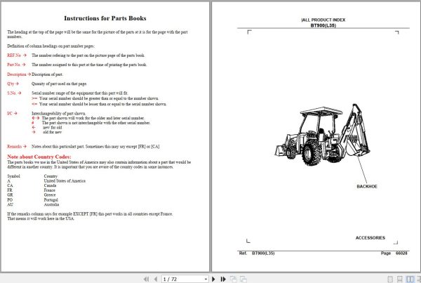 Kubota Backhoe BT900 Parts Manual 1