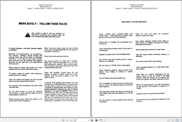 Kubota Backhoe K650 Parts Manual 1