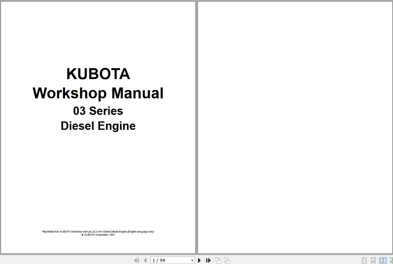 Kubota Engine 03 Series Workshop Manual 1
