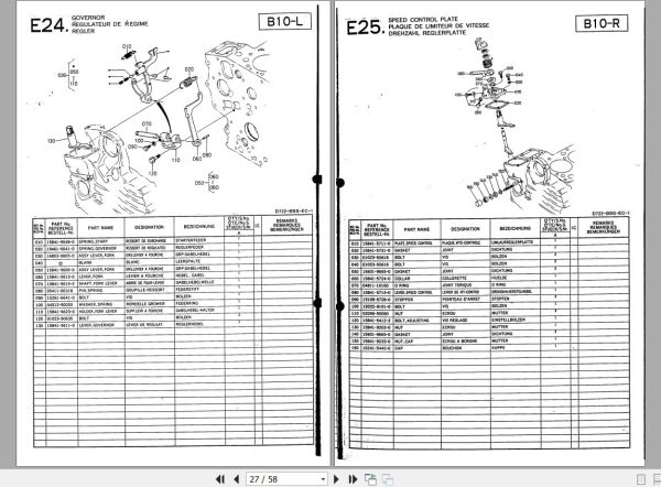 Kubota Engine D722 BBS EC 1 Illustrated Parts List 16873 11000 2