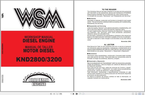 Kubota Engine KND2800 3200 Workshop Manual 97897 00750 1