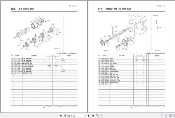 Kubota Engine V1505 BG2 SAE 1 V1505 BG2 SAE 2 Illustrated Parts List 97898 64580 2