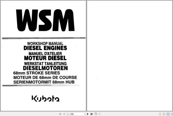 Kubota Engine Z442 BE Z482 BE D662 BE D722 BE Workshop Manual 97897 0116A 1