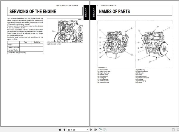 Kubota Engine Z482 E to D902 E Operators Manual 16676 8917 1 2