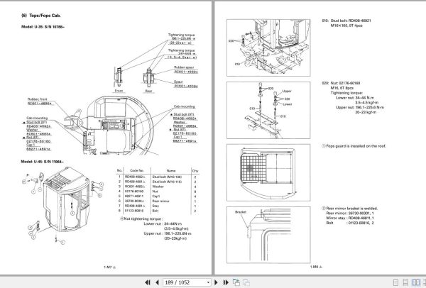 Kubota Excavator U 10 U 20 U 35 U 45 Workshop Manual 97899 60501 3
