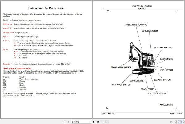 Kubota Excavators KH 191 Parts Manual 1