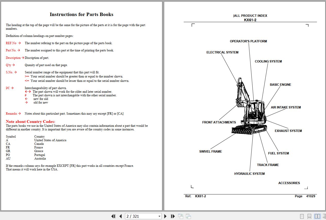 Kubota Excavators KX61 2 Parts Manual 1