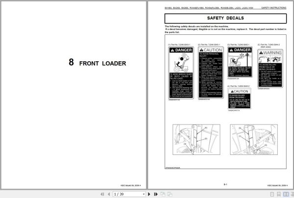Kubota Front Loader LA203 LA243 Workshop Manual 9Y111 01951 1