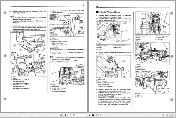 Kubota Front Loader LA272 LA302 LA352 LA402 Operators Manual 7J043 6911 2 2