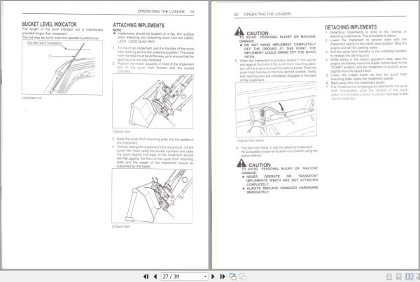 Kubota Front Loader LA513 LA723 LA853 Operators Manual 7J266 6911 2 2