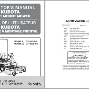Kubota Front Mount Mower GF Series Operators Manual K3312 6293 4 EN FR 1