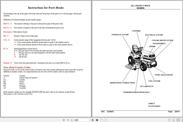 Kubota Front Mower G2460G Parts Manual 1