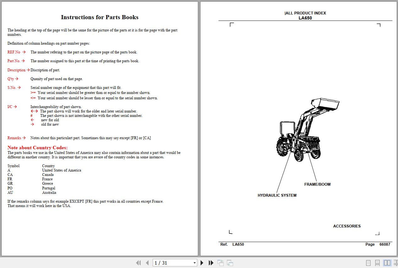 Kubota Front and Buckets LA650 Parts Manual 1
