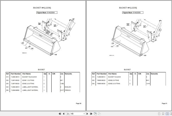 Kubota Front and Buckets LA844 Parts Manual 2