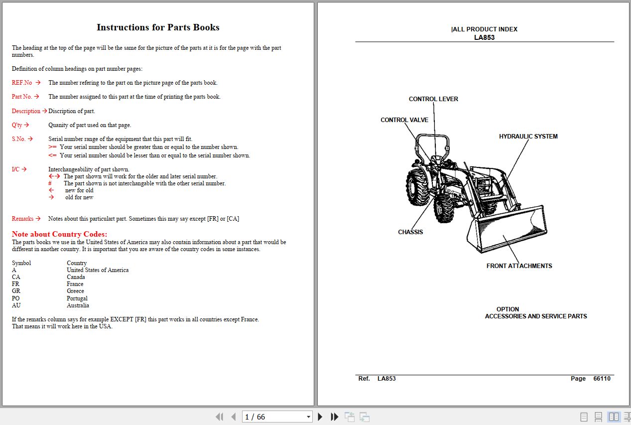 Kubota Front and Buckets LA853 Parts Manual 1