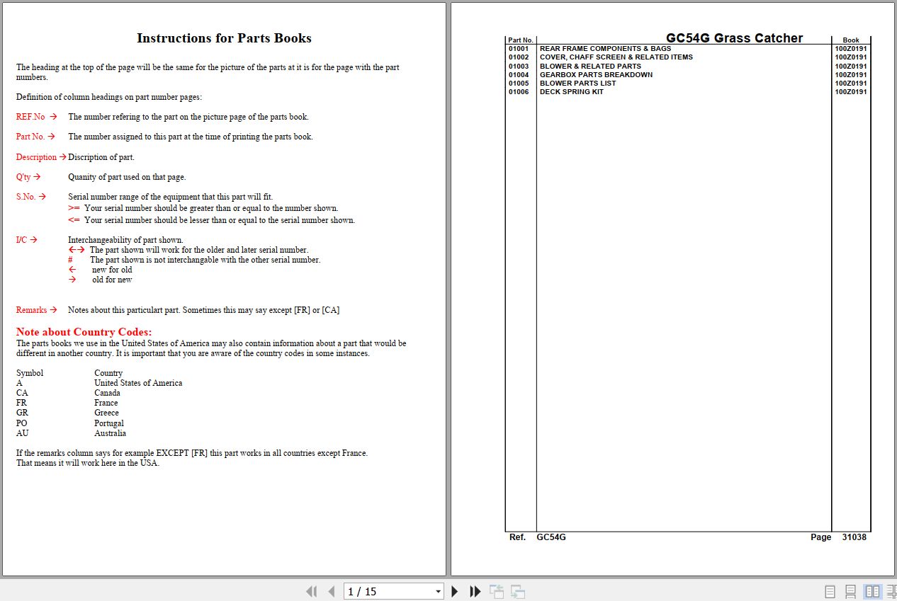 Kubota Grass Catcher GC54G Revised Parts Manual 1