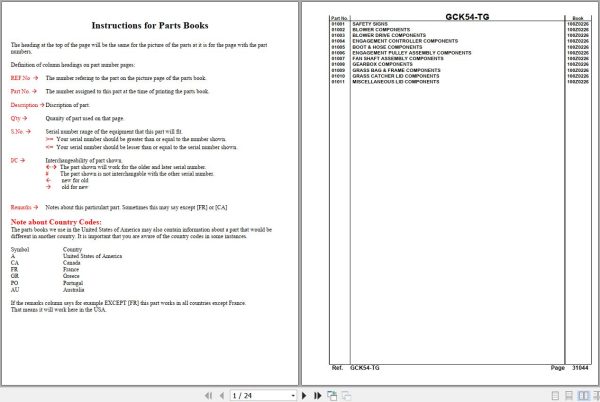 Kubota Grass Catcher GCK54 TG Parts Manual 1