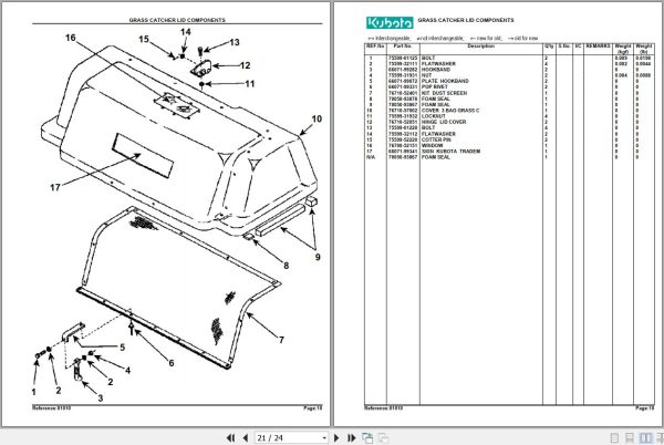 Kubota Grass Catcher GCK54 TG Parts Manual 2
