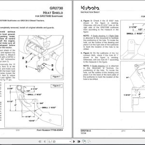 Kubota Heat shield GR2730 Instruction Sheet 77700 05954 1