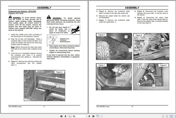 Kubota Hydraulic Control Kits V4203 V4204 Operators and Parts Manual 77700 01127 2