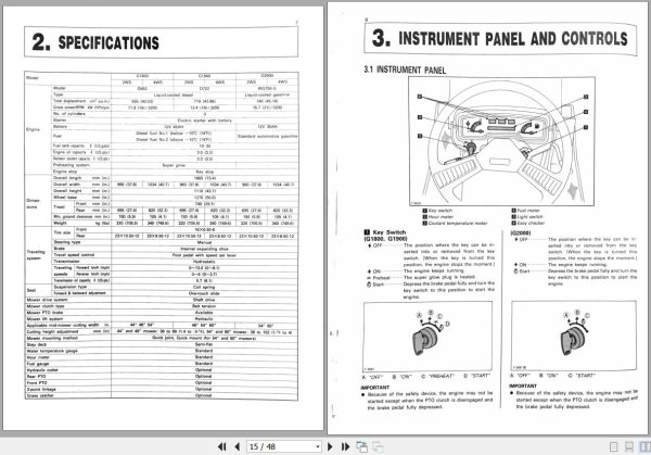 Kubota Lawn Mowers G2000 G1900 G1800 Operators Manual 66101 6291 3 1