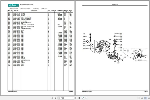 Kubota Lawn Mowers T1460 serial number 40001 and up Parts Manual 2