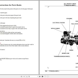 Kubota Lawn Mowers T1760 serial number 40001 and above Parts Manual 1