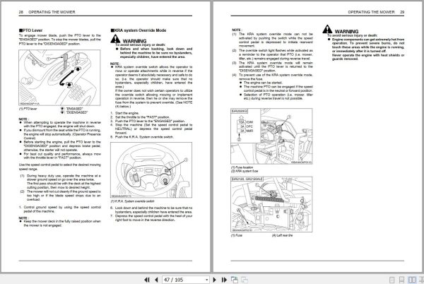 Kubota Lawn and Garden Tractor GR2120 GR2020G GR2120AU Operators Manual K1260 7121 4 2