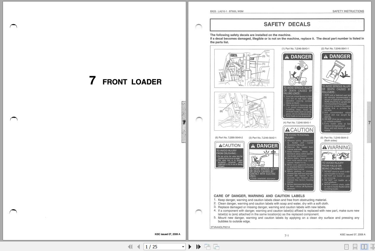 Kubota Loader LA210 1 Operator Manual 1