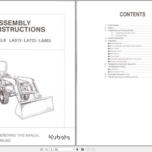 Kubota Loader LA513 LA723 LA853 Assembly Instructions 7J266 6915 1 1
