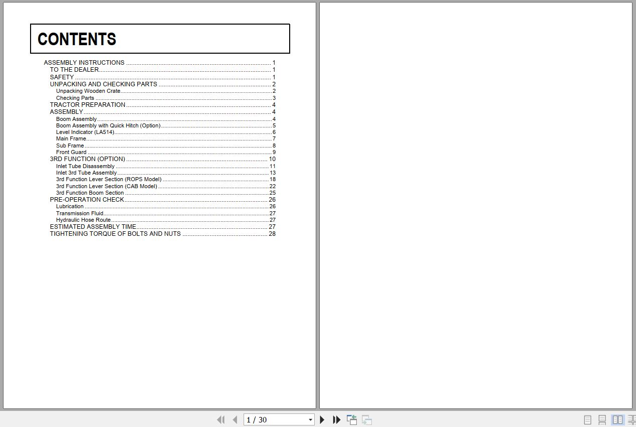 Kubota Loader LA514 Assembly Instructions 1