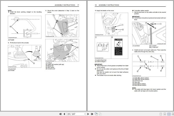 Kubota Loader and Buckets LA1154A LA1154EA Assembly Instructions 7J461 6915 1 2
