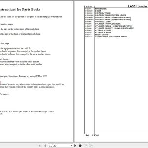 Kubota Loader and Buckets LA301 Parts Manual 1