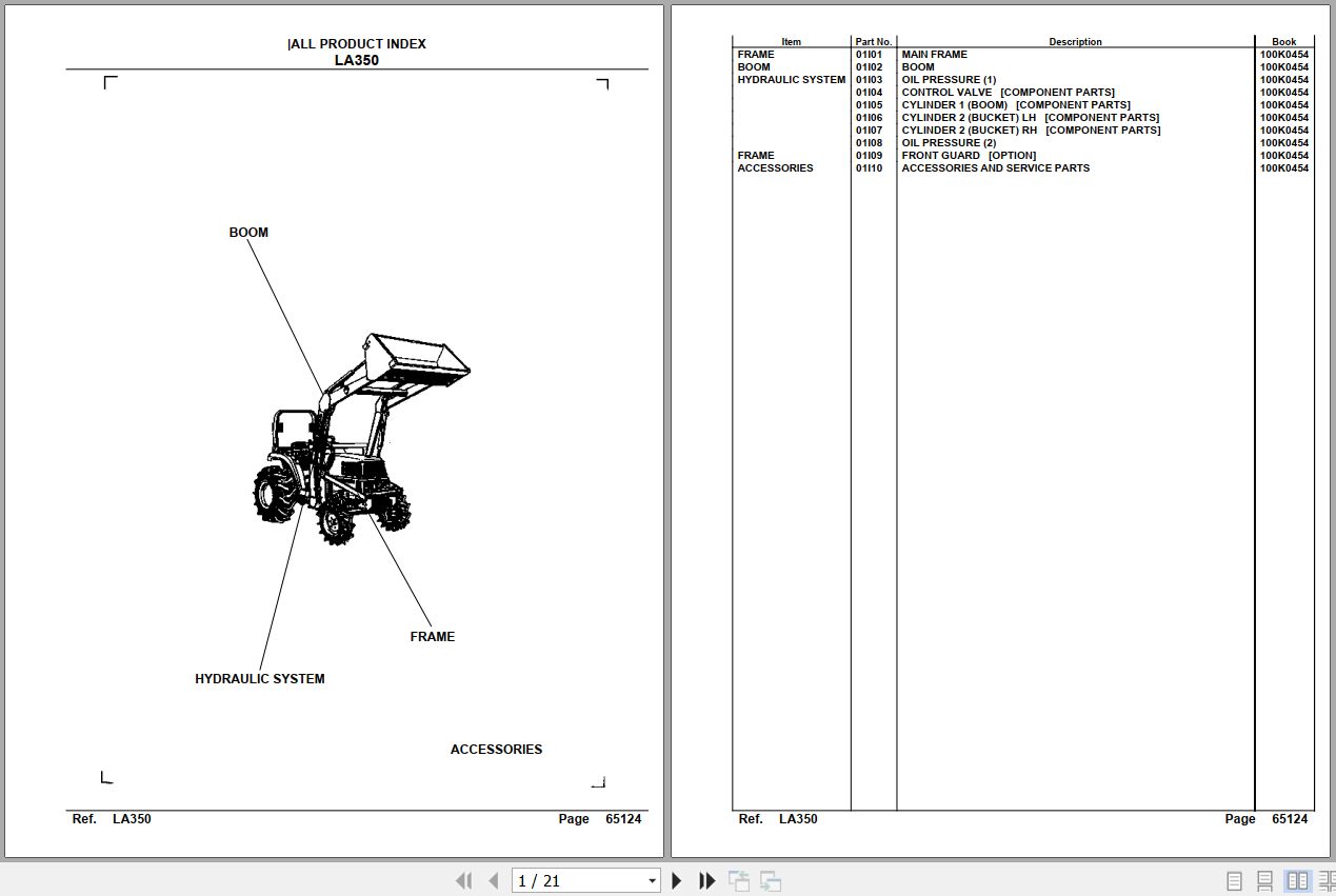 Kubota Loader and Buckets LA350 Parts Manual 1