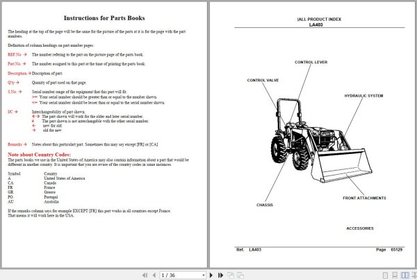 Kubota Loader and Buckets LA403 Parts Manual 1