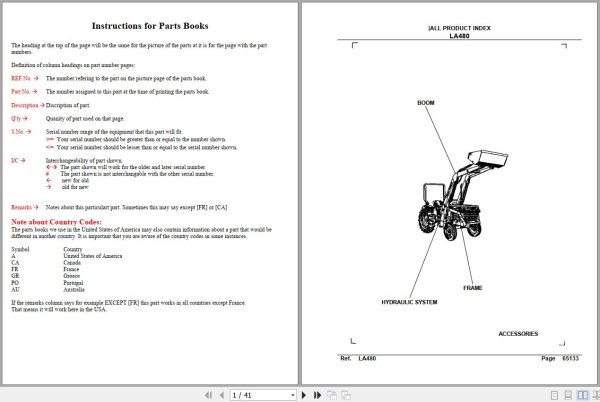Kubota Loader and Buckets LA480 Parts Manual 1