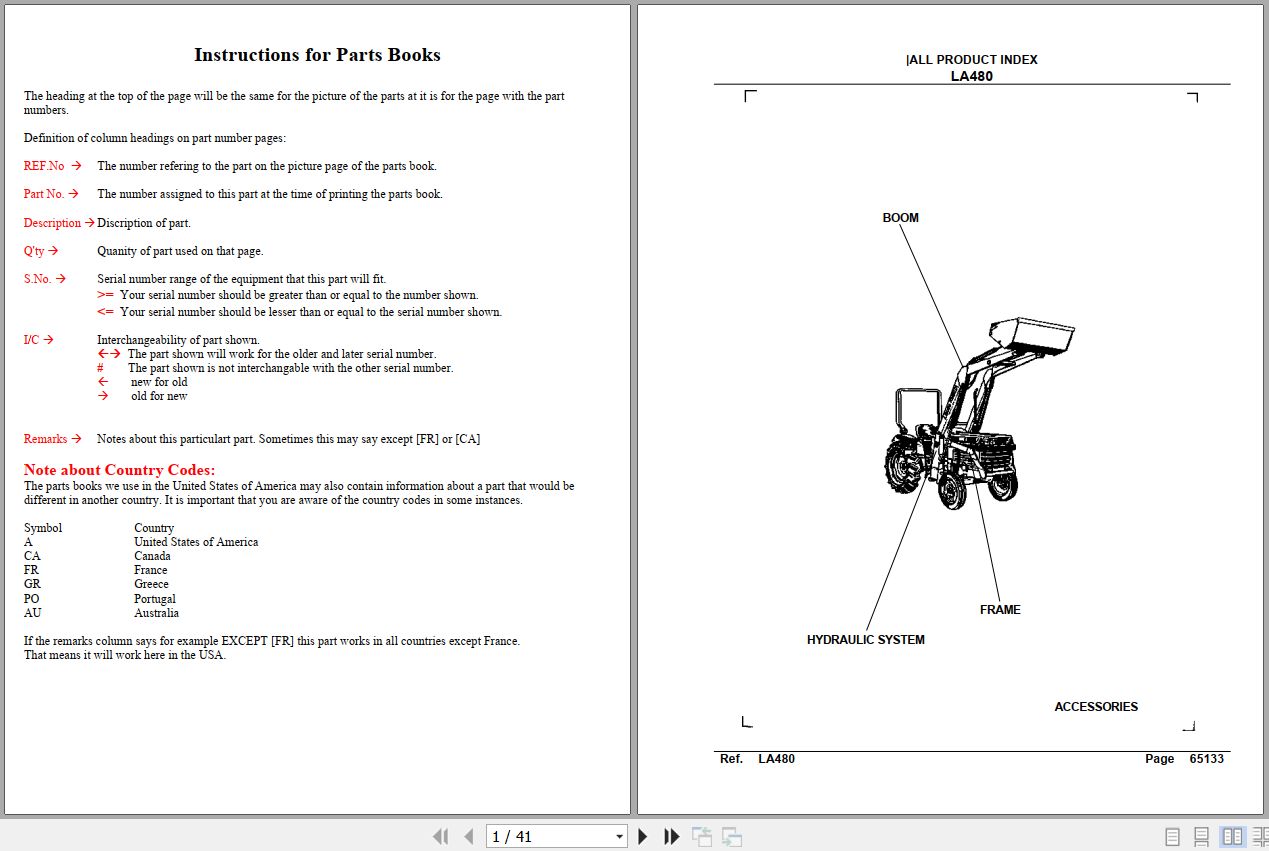 Kubota Loader and Buckets LA480 Parts Manual 1