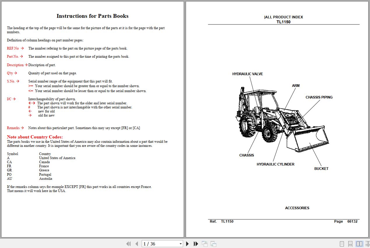 Kubota Loader and Buckets TL1150 Parts Manual 1