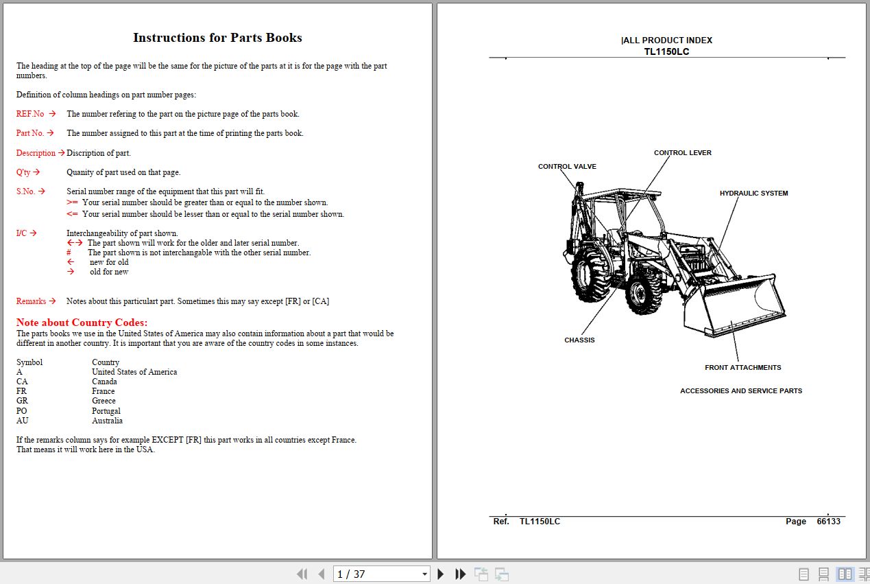 Kubota Loader and Buckets TL1150LC Parts Manual 1