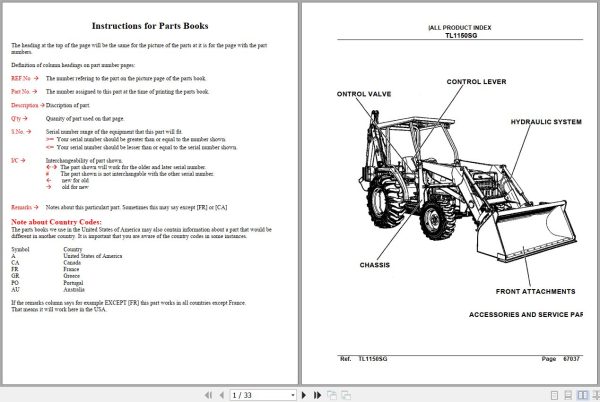 Kubota Loader and Buckets TL1150SG Parts Manual 1