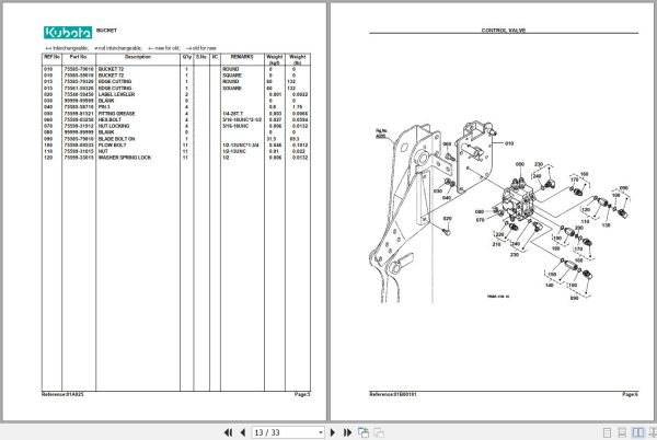 Kubota Loader and Buckets TL1150SG Parts Manual 2