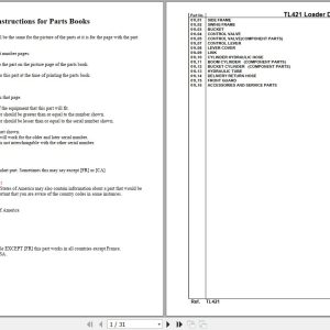 Kubota Loader and Buckets TL421 Parts Manual 1