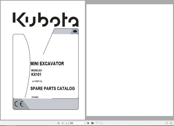 Kubota Mini Excavators KX101 Parts Manual 1