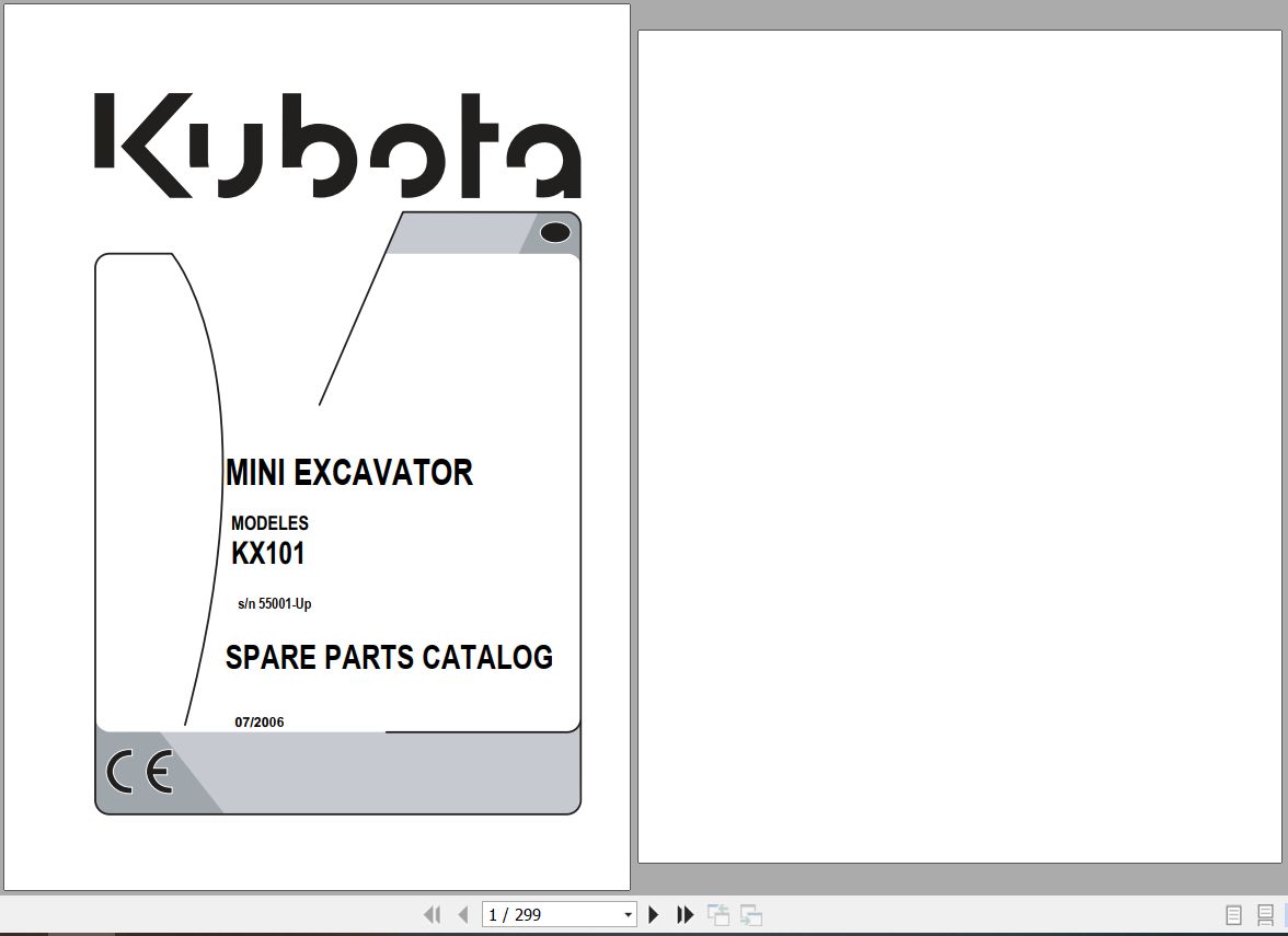 Kubota Mini Excavators KX101 Parts Manual 1