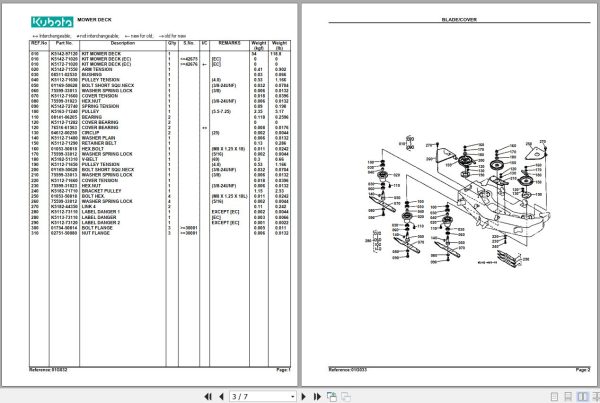 Kubota Mowers Deck RCK44LT17 Parts Manual 2